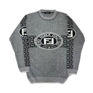 Gray Hair Pullover Fashion Print Checks Sweater M,L