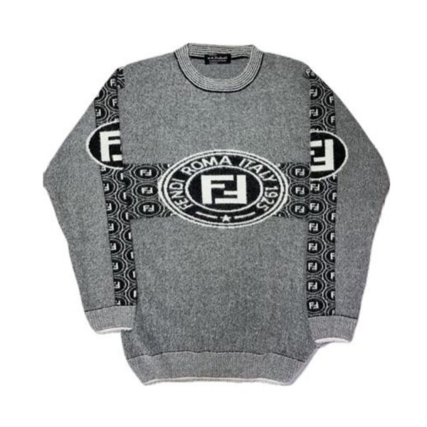 Gray Hair Pullover Fashion Print Checks Sweater M,L