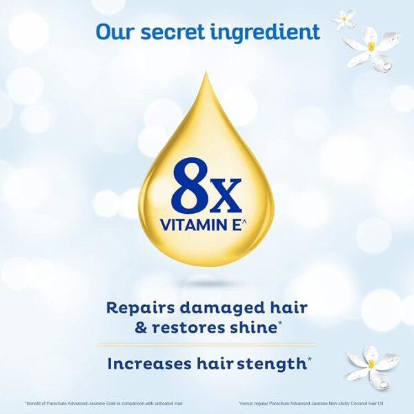 Parachute Advansed Jasmine Gold Coconut Hair Oil With Vitamin-E For Super Shiny Hair, Non-sticky, 500ml - Image 2
